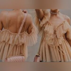 Ruffled Peach Tulle Top
